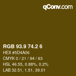 Color code: RGB 93.9 74.2 6 | qconv.com