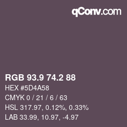 Color code: RGB 93.9 74.2 88 | qconv.com