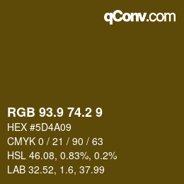 Color code: RGB 93.9 74.2 9 | qconv.com