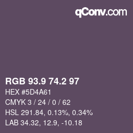 Color code: RGB 93.9 74.2 97 | qconv.com
