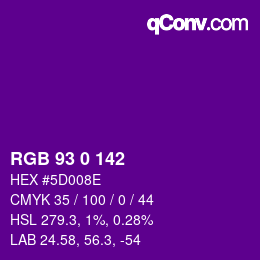 Color code: RGB 93 0 142 | qconv.com