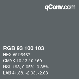 颜色代码: RGB 93 100 103 | qconv.com
