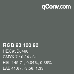 カラーコード: RGB 93 100 96 | qconv.com