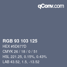 Color code: RGB 93 103 125 | qconv.com