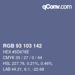 Color code: RGB 93 103 142 | qconv.com