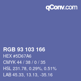 Color code: RGB 93 103 166 | qconv.com