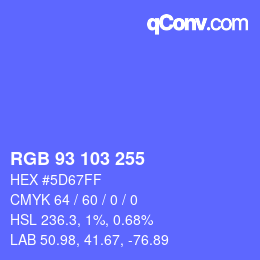 Color code: RGB 93 103 255 | qconv.com