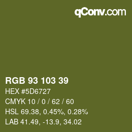 Color code: RGB 93 103 39 | qconv.com