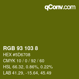 Color code: RGB 93 103 8 | qconv.com