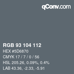 颜色代码: RGB 93 104 112 | qconv.com