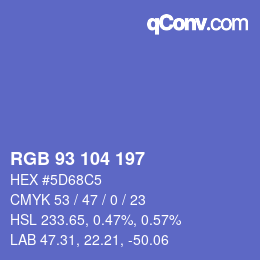 Color code: RGB 93 104 197 | qconv.com