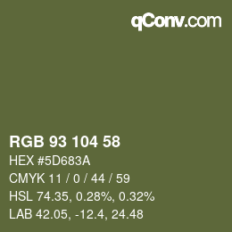 颜色代码: RGB 93 104 58 | qconv.com