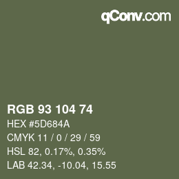 Farbcode: RGB 93 104 74 | qconv.com