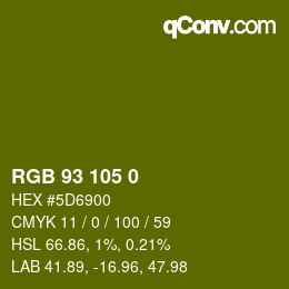 Color code: RGB 93 105 0 | qconv.com