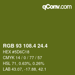 カラーコード: RGB 93 108.4 24.4 | qconv.com