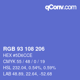 Color code: RGB 93 108 206 | qconv.com