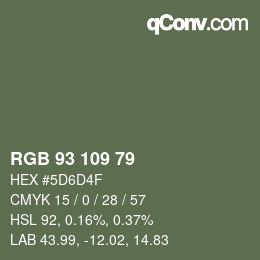 Farbcode: RGB 93 109 79 | qconv.com