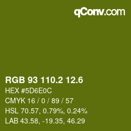 カラーコード: RGB 93 110.2 12.6 | qconv.com