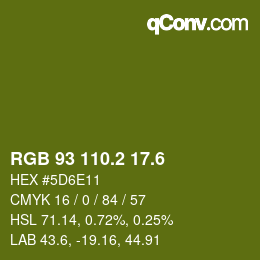 カラーコード: RGB 93 110.2 17.6 | qconv.com