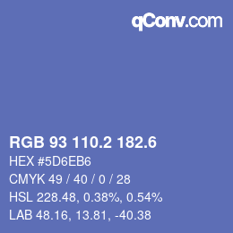 カラーコード: RGB 93 110.2 182.6 | qconv.com