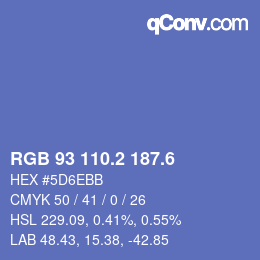 カラーコード: RGB 93 110.2 187.6 | qconv.com