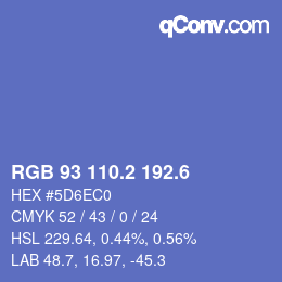 カラーコード: RGB 93 110.2 192.6 | qconv.com