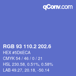 カラーコード: RGB 93 110.2 202.6 | qconv.com