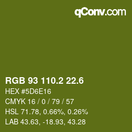 カラーコード: RGB 93 110.2 22.6 | qconv.com
