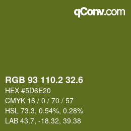 カラーコード: RGB 93 110.2 32.6 | qconv.com