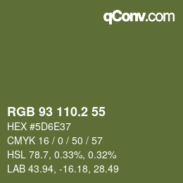 カラーコード: RGB 93 110.2 55 | qconv.com