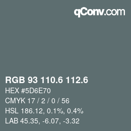 カラーコード: RGB 93 110.6 112.6 | qconv.com