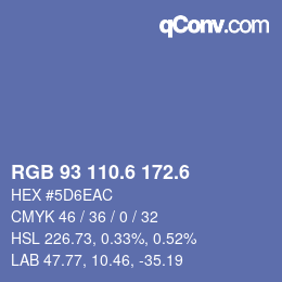 カラーコード: RGB 93 110.6 172.6 | qconv.com