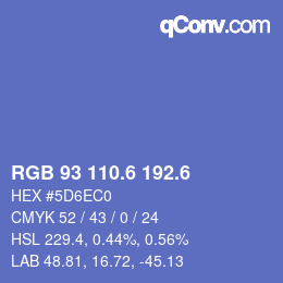 カラーコード: RGB 93 110.6 192.6 | qconv.com