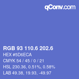 カラーコード: RGB 93 110.6 202.6 | qconv.com