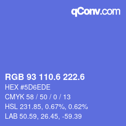 カラーコード: RGB 93 110.6 222.6 | qconv.com