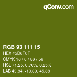 カラーコード: RGB 93 111 15 | qconv.com