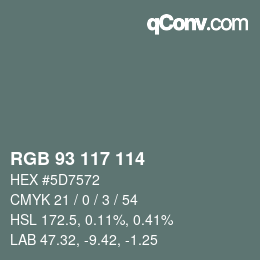 Código de color: RGB 93 117 114 | qconv.com