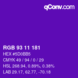 Color code: RGB 93 11 181 | qconv.com
