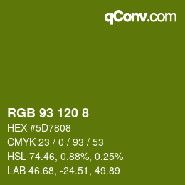 颜色代码: RGB 93 120 8 | qconv.com