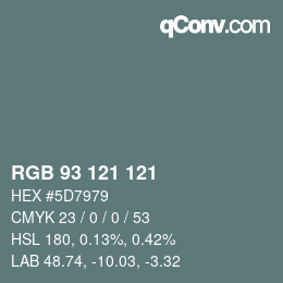 Farbcode: RGB 93 121 121 | qconv.com