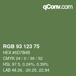 カラーコード: RGB 93 123 75 | qconv.com