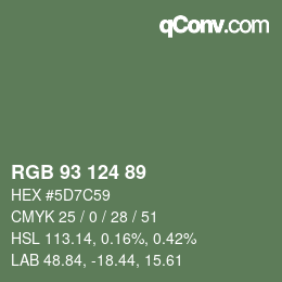 Color code: RGB 93 124 89 | qconv.com