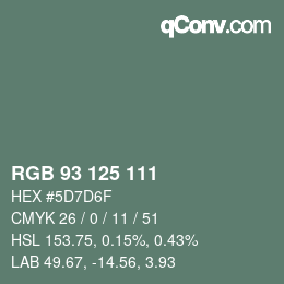 Farbcode: RGB 93 125 111 | qconv.com