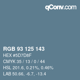 Code couleur: RGB 93 125 143 | qconv.com