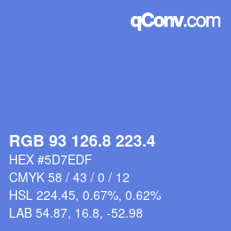 カラーコード: RGB 93 126.8 223.4 | qconv.com