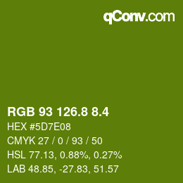 カラーコード: RGB 93 126.8 8.4 | qconv.com