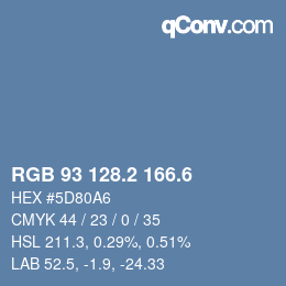 カラーコード: RGB 93 128.2 166.6 | qconv.com