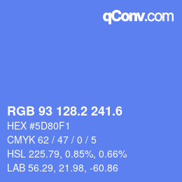 カラーコード: RGB 93 128.2 241.6 | qconv.com