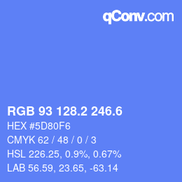 カラーコード: RGB 93 128.2 246.6 | qconv.com