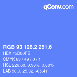 カラーコード: RGB 93 128.2 251.6 | qconv.com